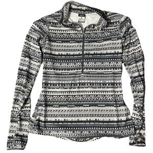 Nike Black and Gray Geometric Quarter-Zip Pullover